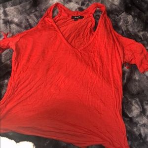Red open shoulder top